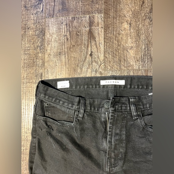 PacSun Black Stacked Skinny Denim Jeans Distressed | 32x32 - Picture 2 of 5